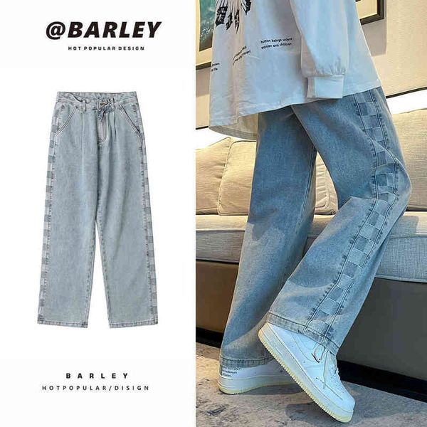 privathinker side plaid jeans for men loose fashion straight denim pants harajuku streetwear hip hop casual male trousers 0309, Blue
privathinker side plaid jeans for men loose fashion straight denim pants harajuku streetwear hip hop casual male trousers 0309, Blue