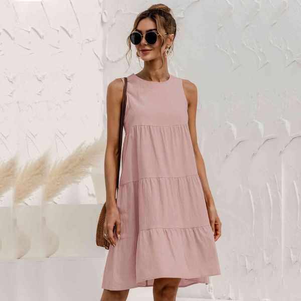 women dress summer o-neck sleeveless fit and flare empire solid ruffles classic casual pullover women's female 210524, Black;gray
women dress summer o-neck sleeveless fit and flare empire solid ruffles classic casual pullover women's female 210524, Black;gray