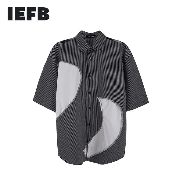 iefb streetwear fashion contrast color patchwork stripe shirt short sleeve men's summer trend loose casual lapel shirts 9y7479 210524, White;black
iefb streetwear fashion contrast color patchwork stripe shirt short sleeve men's summer trend loose casual lapel shirts 9y7479 210524, White;black
