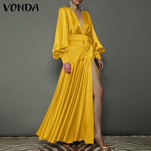 casual dresses party dress vonda autumn long sleeve high slit evening pleated maxi women 2021 deep v neck kleid robe vestidos, Black;gray
casual dresses party dress vonda autumn long sleeve high slit evening pleated maxi women 2021 deep v neck kleid robe vestidos, Black;gray