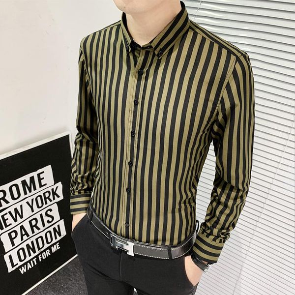men's casual shirts 2021 autumn and winter long-sleeved shirt youth striped fashion business, White;black
men's casual shirts 2021 autumn and winter long-sleeved shirt youth striped fashion business, White;black