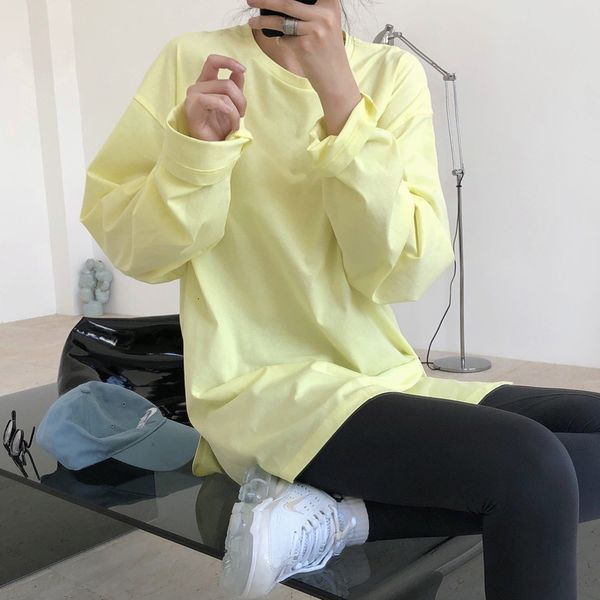 women's t-shirt spring split design woman oversize t-shirts 100% cotton loose long sleeve solid color round neck women casual, White
women's t-shirt spring split design woman oversize t-shirts 100% cotton loose long sleeve solid color round neck women casual, White