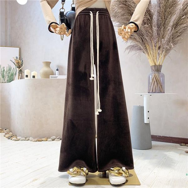 women's pants & capris clothing 2021 autumn winter thickened warm wide leg casual elastic high waist versatile floor, Black;white
women's pants & capris clothing 2021 autumn winter thickened warm wide leg casual elastic high waist versatile floor, Black;white