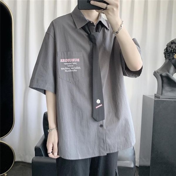 summer korean shirts harajuku man loose casual slim fit button streetwear cotton men's clothing, White;black
summer korean shirts harajuku man loose casual slim fit button streetwear cotton men's clothing, White;black