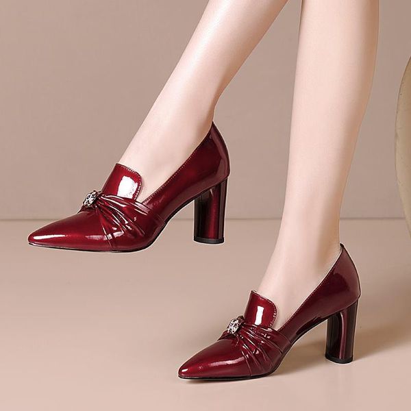 size 34-43 fold design genuine leather women heels shoes fashion thick heel office work high dress, Black
size 34-43 fold design genuine leather women heels shoes fashion thick heel office work high dress, Black