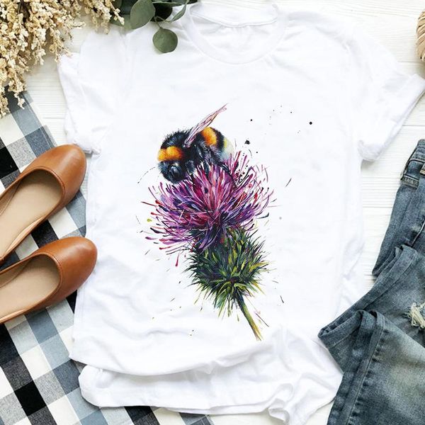 women's t-shirt women lady floral watercolor bee womens tshirt for female shirt clothes graphic casual 90s print t tee, White
women's t-shirt women lady floral watercolor bee womens tshirt for female shirt clothes graphic casual 90s print t tee, White
