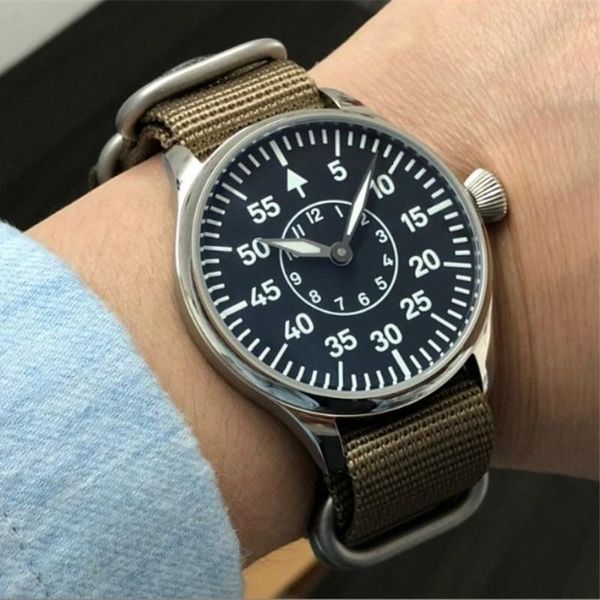 wristwatches 44mm big dial men eta6498 military mechanical watch original st3621 movement mens luminous wrist watches, Slivery;brown
wristwatches 44mm big dial men eta6498 military mechanical watch original st3621 movement mens luminous wrist watches, Slivery;brown