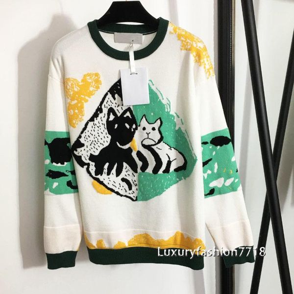 women's sweaters style fall 2021 women clothing long sleeve cute cartoon cat print crew neck pullover knitting sweater, White;black
women's sweaters style fall 2021 women clothing long sleeve cute cartoon cat print crew neck pullover knitting sweater, White;black