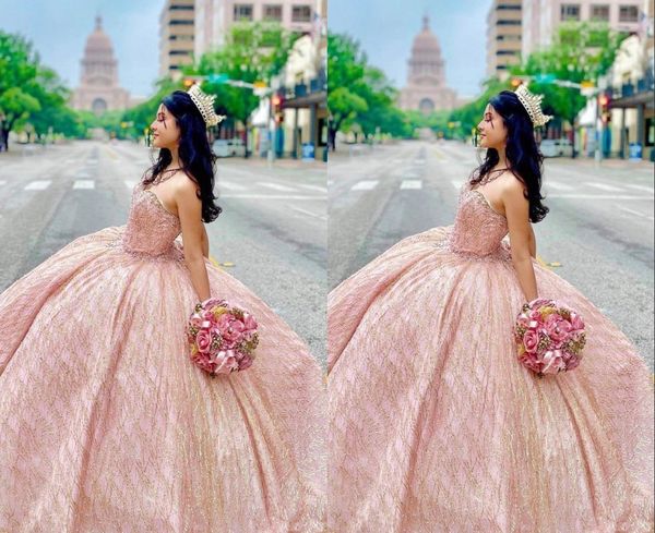 2022 glittery rose gold ball gown quinceanera dresses sweetheart crystal rhinestones corset sequined fabric long sweet 15 16 charra prom eve, Blue;red
2022 glittery rose gold ball gown quinceanera dresses sweetheart crystal rhinestones corset sequined fabric long sweet 15 16 charra prom eve, Blue;red