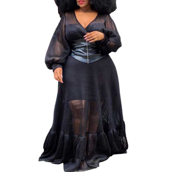 xl-5xl plus size mesh party dress women 2021 see through long sleeve patchwork fashion ruffle maxi dresses femme vestiods casual, Black;gray
xl-5xl plus size mesh party dress women 2021 see through long sleeve patchwork fashion ruffle maxi dresses femme vestiods casual, Black;gray