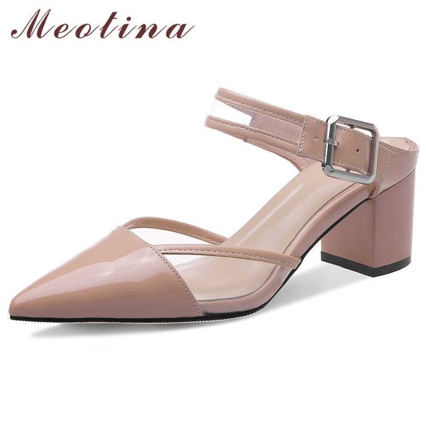 meotina women slippers summer mules shoes natural cow leather buckle block high heels shoes transparent pointed toe slides 33-40 210608, Black
meotina women slippers summer mules shoes natural cow leather buckle block high heels shoes transparent pointed toe slides 33-40 210608, Black