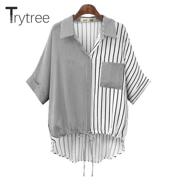 women's blouses & shirts trytree summer women blouse casual turn-down collar asymmetrical striped pocket loose office lady shirt short, White
women's blouses & shirts trytree summer women blouse casual turn-down collar asymmetrical striped pocket loose office lady shirt short, White