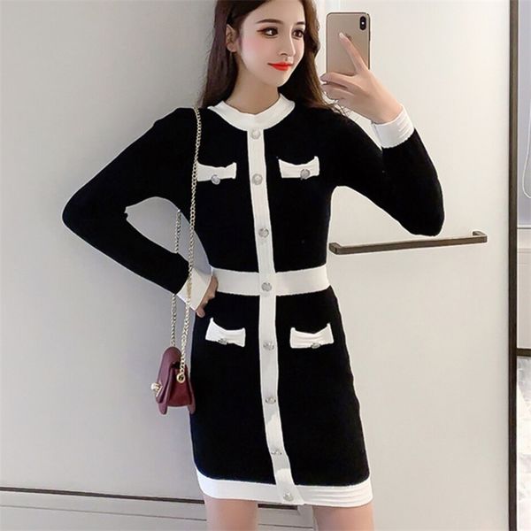 autumn korean casual long sleeve knitted sweater dress women fashion chic single breasted vinage knitwear bodycondress 210514, Black;gray
autumn korean casual long sleeve knitted sweater dress women fashion chic single breasted vinage knitwear bodycondress 210514, Black;gray