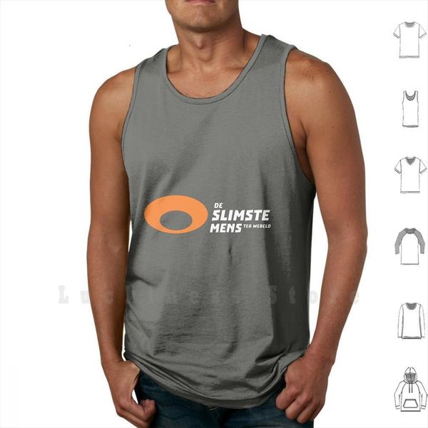 de slimste mens ter wereld tank vest 100% cotton tv show vier van looy, White;black