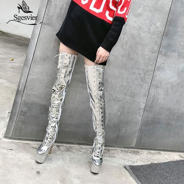 boots sgesvier super high heels platform thigh women shiny patent leather over the knee shoes lace up zip nightclub botas, Black
boots sgesvier super high heels platform thigh women shiny patent leather over the knee shoes lace up zip nightclub botas, Black