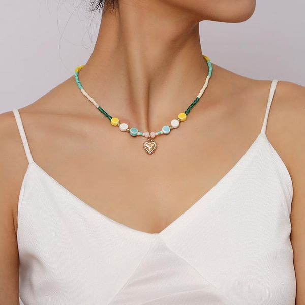 pendant necklaces boho female multicolor glass ceramic beads chokers for women gold color metal heart pendants party jewelry, Silver
pendant necklaces boho female multicolor glass ceramic beads chokers for women gold color metal heart pendants party jewelry, Silver