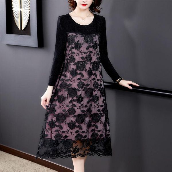 casual dresses autumn dress loose embroidery high-end ladies mid-length fashion o-neck long sleeve patchwork vestidos k1127, Black;gray
casual dresses autumn dress loose embroidery high-end ladies mid-length fashion o-neck long sleeve patchwork vestidos k1127, Black;gray