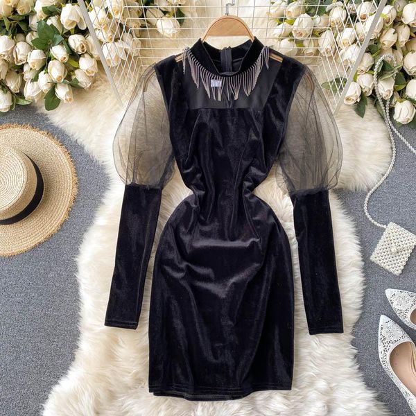 sleeve design feeling small hang the tassel hollow out led cultivate morality short neck back velvet dress woman casual dresses, Black;gray
sleeve design feeling small hang the tassel hollow out led cultivate morality short neck back velvet dress woman casual dresses, Black;gray