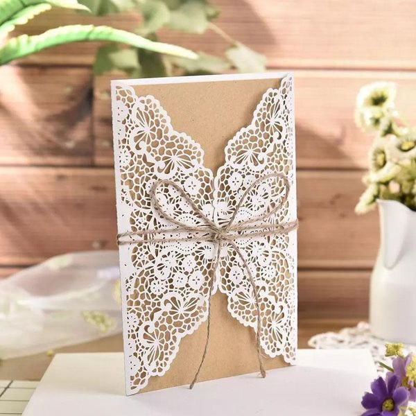 greeting cards 10pcs rustic wedding invitations laser cut invitation lace kraft paper with twine for year customize
greeting cards 10pcs rustic wedding invitations laser cut invitation lace kraft paper with twine for year customize