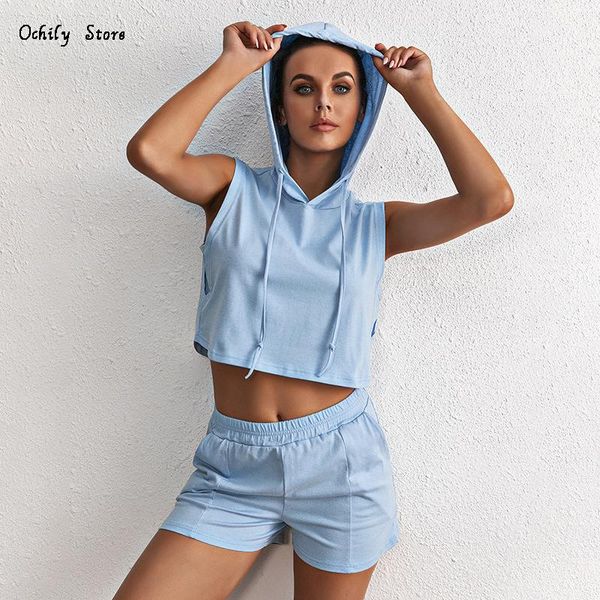 women suit european and american summer style women's cotton hooded sleeveless vest t-shirt pocket shorts casual sports tracksuits, Gray
women suit european and american summer style women's cotton hooded sleeveless vest t-shirt pocket shorts casual sports tracksuits, Gray