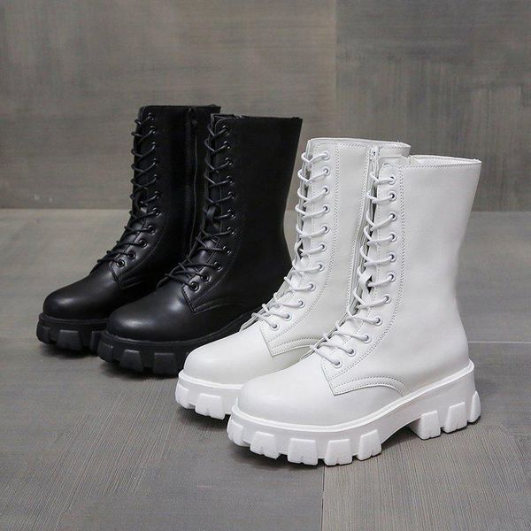 boots antumn outdoor fashion lace up drop women mid calf solid platform thick bottom ladies round toe concise female, Black
boots antumn outdoor fashion lace up drop women mid calf solid platform thick bottom ladies round toe concise female, Black