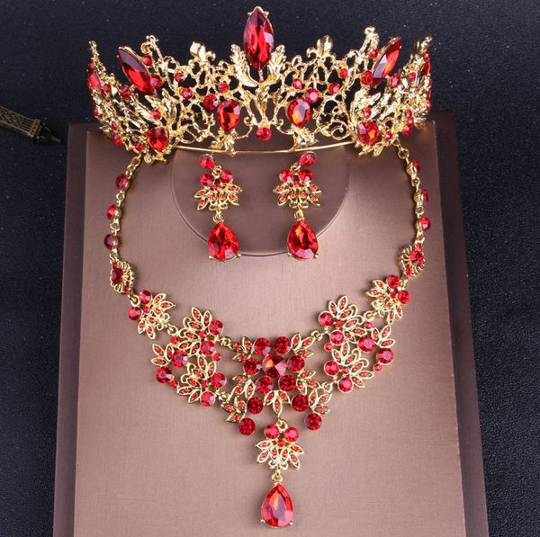 jewelry sets baroque vintage gold red crystal bridal rhinestone tiaras crown choker necklace earrings set wedding accessories, Black
jewelry sets baroque vintage gold red crystal bridal rhinestone tiaras crown choker necklace earrings set wedding accessories, Black