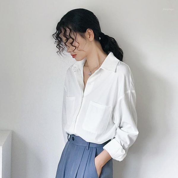 women's blouses & shirts ol style white shirt lapel lower pocket fashion autumn 2021
women's blouses & shirts ol style white shirt lapel lower pocket fashion autumn 2021