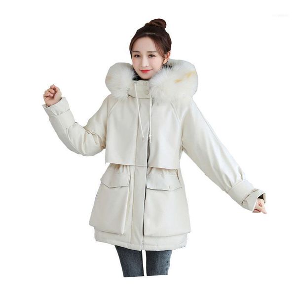 women medium-long winter jacket hooded fur collar detachable windproof down coat oversize cotton padded parkas big pocket1, Black
women medium-long winter jacket hooded fur collar detachable windproof down coat oversize cotton padded parkas big pocket1, Black