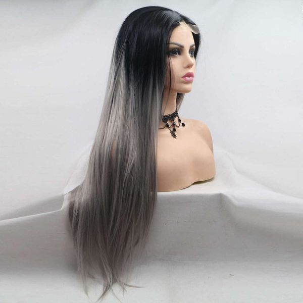 black gray dyed color full mechanism wig lace popular hair gradient chemical fiber high temperature silk, Black;brown
black gray dyed color full mechanism wig lace popular hair gradient chemical fiber high temperature silk, Black;brown
