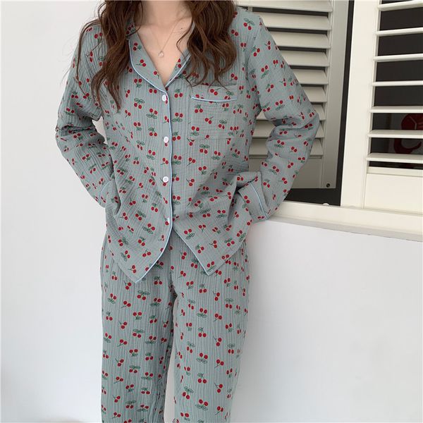 casual dresses 2021 girls sweet printed cherry lovely loose pajamas women cotton fashion long sleeve sleepwear home wear suits ixtd, Black;gray
casual dresses 2021 girls sweet printed cherry lovely loose pajamas women cotton fashion long sleeve sleepwear home wear suits ixtd, Black;gray