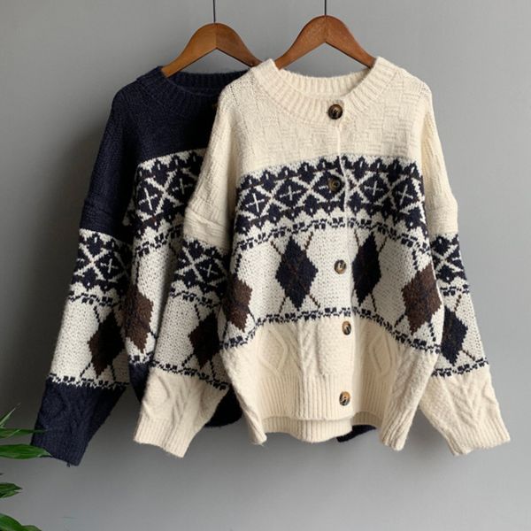 knits geometric pattern women's knitwear vintage knitted cardigan women jacket autumn winter sweater jumpers korean loose pull femme xs, White
knits geometric pattern women's knitwear vintage knitted cardigan women jacket autumn winter sweater jumpers korean loose pull femme xs, White