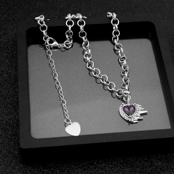 pendant necklaces purple crystal heart charm necklace alloy jewelry statement for women girl rhinestone accessories couple gift, Silver
pendant necklaces purple crystal heart charm necklace alloy jewelry statement for women girl rhinestone accessories couple gift, Silver