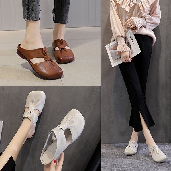 luxury slippers 2021 summer buffed cowhide real bag literature and art versatile square head women's leather slippers, Black
luxury slippers 2021 summer buffed cowhide real bag literature and art versatile square head women's leather slippers, Black
