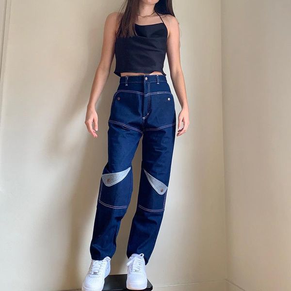women's jeans high waist loose jeans, casual straight girls' fashionable boyfriend washed, Blue
women's jeans high waist loose jeans, casual straight girls' fashionable boyfriend washed, Blue