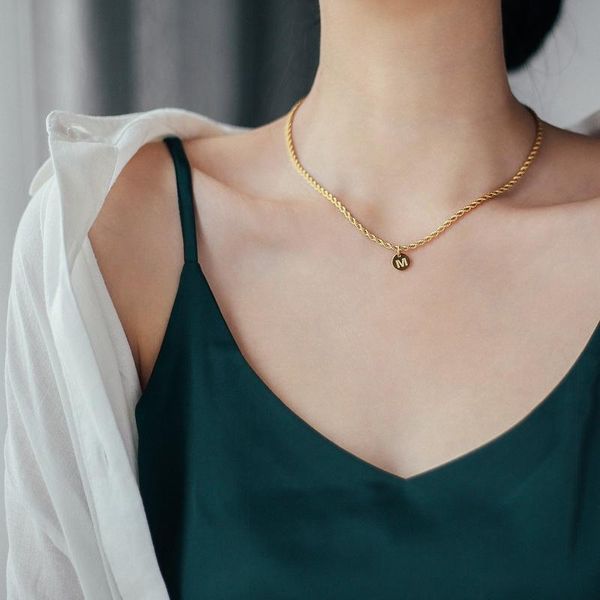 pendant necklaces yun ruo 2021 never fade 18 k gold m letter necklace twist chain fashion titanium stainless steel jewelry woman accessory, Silver
pendant necklaces yun ruo 2021 never fade 18 k gold m letter necklace twist chain fashion titanium stainless steel jewelry woman accessory, Silver