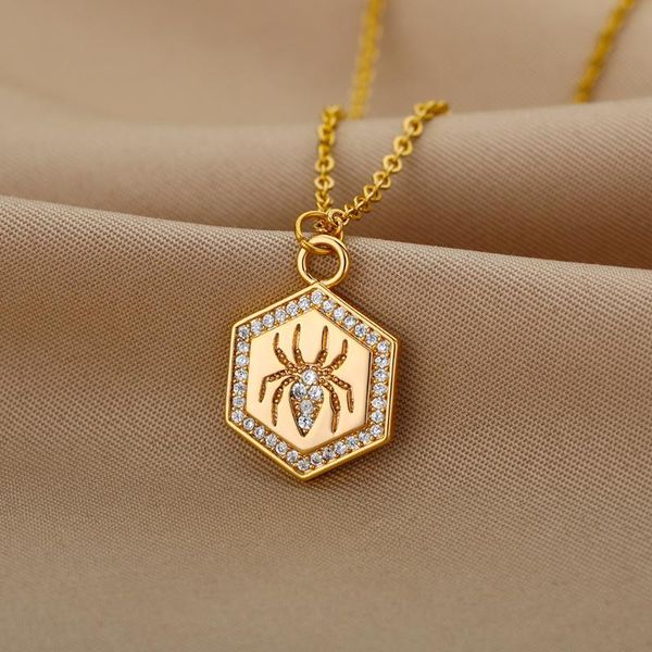 pendant necklaces zircon hexagon spider for women stainless steel gold silver color chain choker charm necklace jewelry
pendant necklaces zircon hexagon spider for women stainless steel gold silver color chain choker charm necklace jewelry