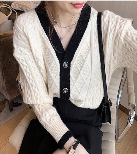 women's knits & tees obrix female shortened length cardigan v-neck full sleeve single breasted knitted outfit for women, White
women's knits & tees obrix female shortened length cardigan v-neck full sleeve single breasted knitted outfit for women, White