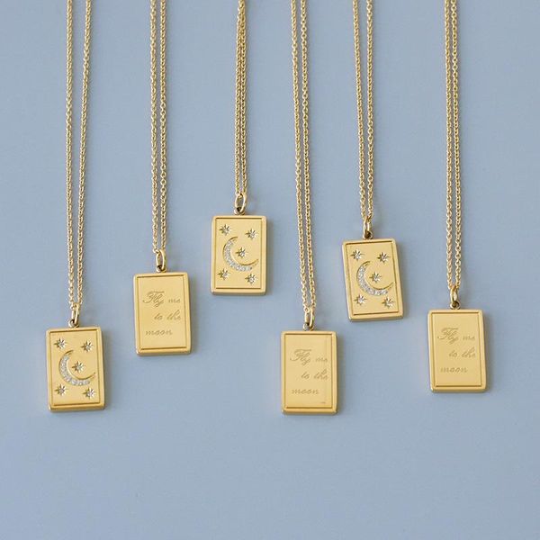 pendant necklaces 2021 romantic jewelry gift square plate cz filled double side stars surrounding the moon for women, Silver
pendant necklaces 2021 romantic jewelry gift square plate cz filled double side stars surrounding the moon for women, Silver