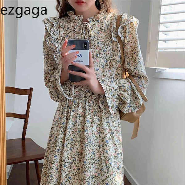 ezgaga floral printed dress women korean chic spring vintage long sleeve ruffled high waist dresses tender loose elegant dress 210430, Black;gray
ezgaga floral printed dress women korean chic spring vintage long sleeve ruffled high waist dresses tender loose elegant dress 210430, Black;gray