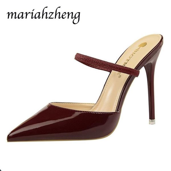slippers meriahzheng 2021 fashion simple stiletto sandals patent leather shallow mouth pointed thin toe cap with female ds, Black
slippers meriahzheng 2021 fashion simple stiletto sandals patent leather shallow mouth pointed thin toe cap with female ds, Black