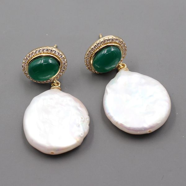 guaiguai jewelry natural white keshi pearl coin shape pearl green agates cz pave dangle earrings cute style for women, Silver
guaiguai jewelry natural white keshi pearl coin shape pearl green agates cz pave dangle earrings cute style for women, Silver