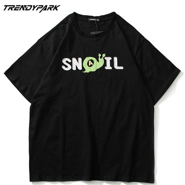 men's t-shirt summer short sleeve snail printed tee oversized cotton casual harajuku streetwear tshirts clothing 210601, White;black
men's t-shirt summer short sleeve snail printed tee oversized cotton casual harajuku streetwear tshirts clothing 210601, White;black