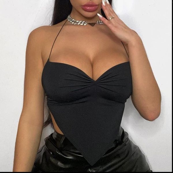 summer clothes solid color women tank sleeveless halter low cut inverted triangle hem camisole chic wild backless cami top, White
summer clothes solid color women tank sleeveless halter low cut inverted triangle hem camisole chic wild backless cami top, White
