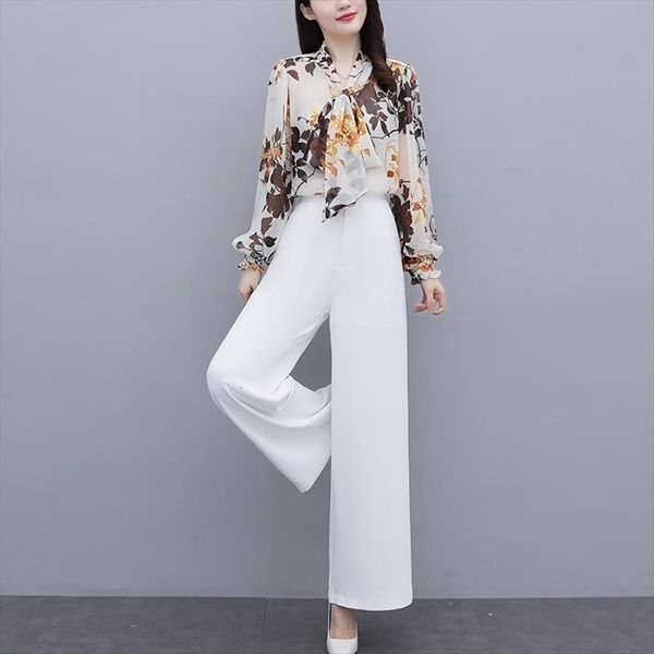 fashion wide leg two piece womens pants suit simple and elegant age reducing printed shirt white button slim trousers
fashion wide leg two piece womens pants suit simple and elegant age reducing printed shirt white button slim trousers