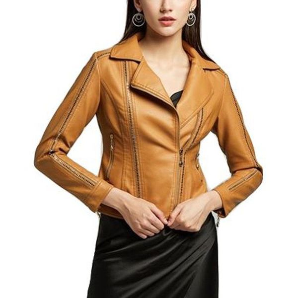 women's leather & faux spring autumn lady pu jacket female short coat fashion slim rivets motorcycle outerwear s~xxl, Black
women's leather & faux spring autumn lady pu jacket female short coat fashion slim rivets motorcycle outerwear s~xxl, Black