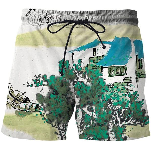 men's shorts printed beach chinese brush painting fashion hawaiian cofortable swimwear trunks men casual teen summer male, White;black
men's shorts printed beach chinese brush painting fashion hawaiian cofortable swimwear trunks men casual teen summer male, White;black