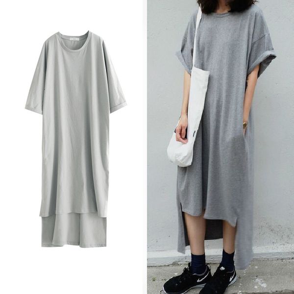 dresses street p self made t-shirt dress with short front and long back in summer, Black;gray
dresses street p self made t-shirt dress with short front and long back in summer, Black;gray