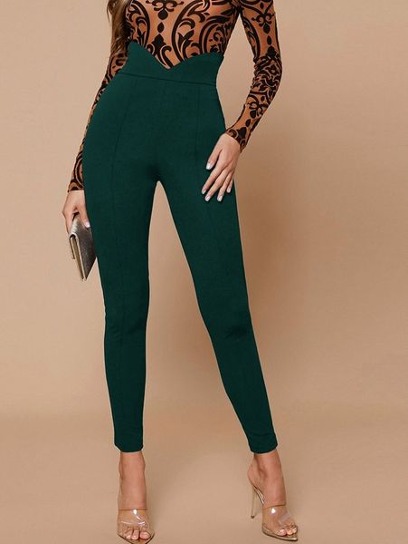 notch wide waistband skinny pants z8ld#, Black;white