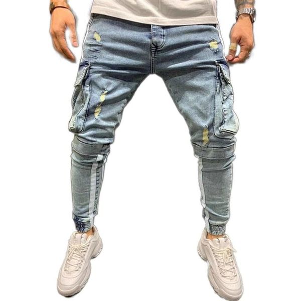 men's jeans mens striped safari style brand black skinny ripped destroyed stretch slim multi-pocket pants with holes men, Blue
men's jeans mens striped safari style brand black skinny ripped destroyed stretch slim multi-pocket pants with holes men, Blue