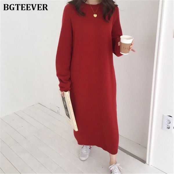 casual dresses bgteever elegant knitted dress women autumn o-neck female winter sweater oversized solid ladies vestidos 2021, Black;gray
casual dresses bgteever elegant knitted dress women autumn o-neck female winter sweater oversized solid ladies vestidos 2021, Black;gray